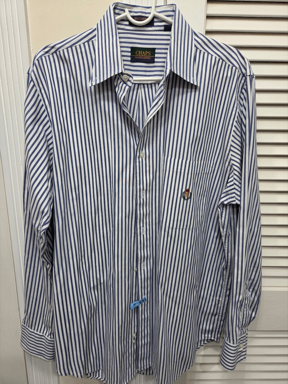 VTG Chaps Ralph Lauren Striped Button Down Shirt 16.5 Preppy Coastal Old Money